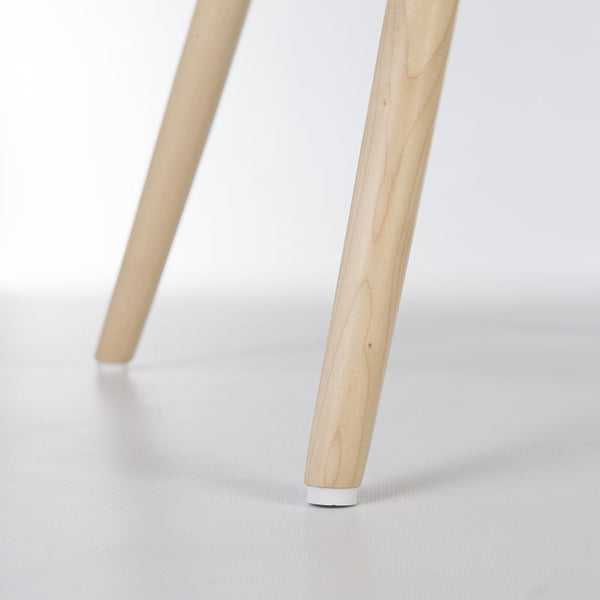 Close up view of leg on Maple dowel base for Eames side and arm shells