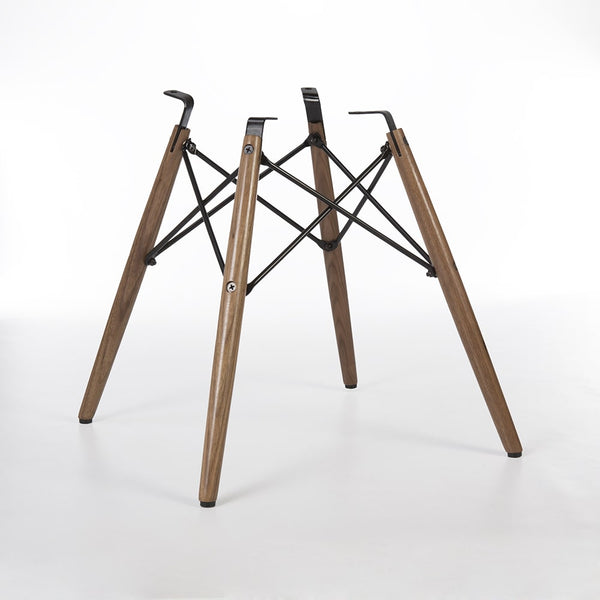 Rear angled view of Walnut Eames Dowel Base